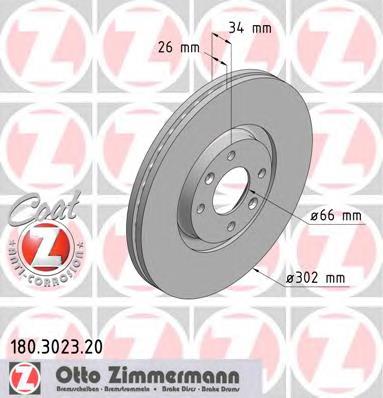 180302320 Zimmermann disco do freio dianteiro