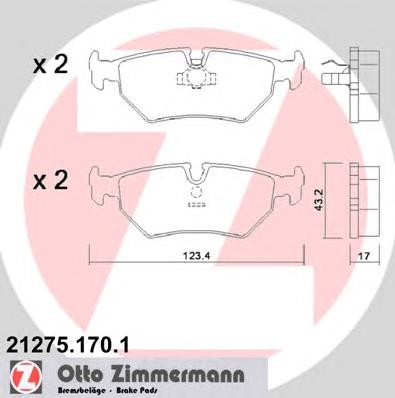 21275.170.1 Zimmermann sapatas do freio traseiras de disco