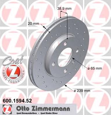 Передние тормозные диски 600159452 Zimmermann