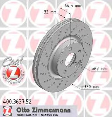 400363752 Zimmermann disco do freio dianteiro