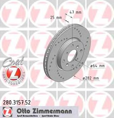 280.3157.52 Zimmermann disco do freio dianteiro