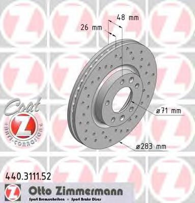 Тормоз дисковый передний Zimmermann 440311152 цена, от 43.12 USD