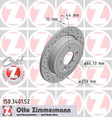 Купить 150340152 Zimmermann Диск тормозной задний