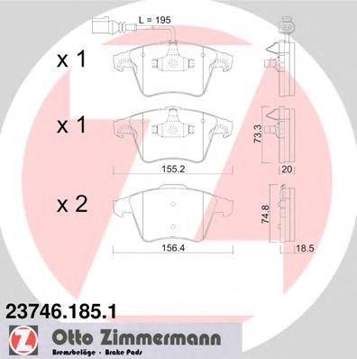 Передние тормозные колодки 237461851 Zimmermann