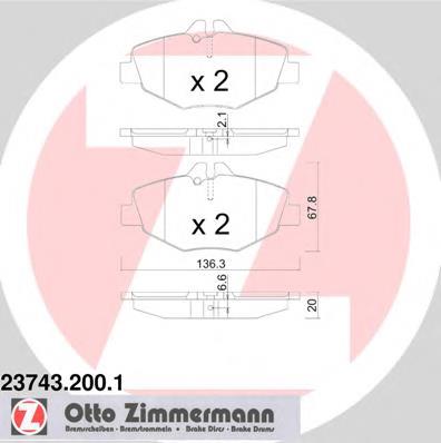 237432001 Zimmermann sapatas do freio dianteiras de disco
