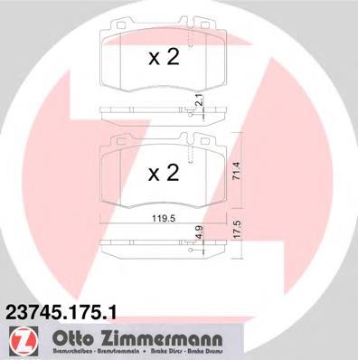 237451751 Zimmermann sapatas do freio dianteiras de disco