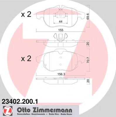 234022001 Zimmermann sapatas do freio dianteiras de disco