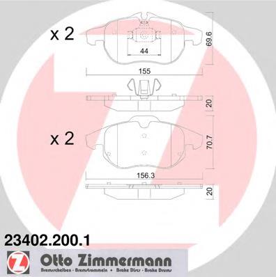 Купить 234022001 Zimmermann Колодки тормозные