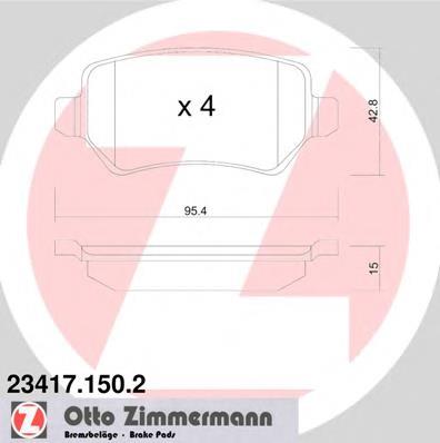 Задние тормозные колодки 234171502 Zimmermann