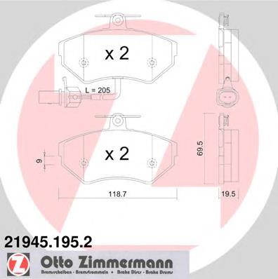 219451952 Zimmermann sapatas do freio dianteiras de disco