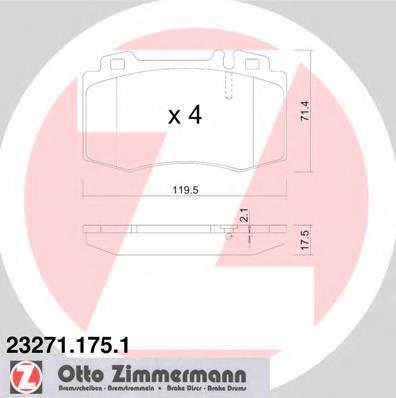 232711751 Zimmermann sapatas do freio dianteiras de disco