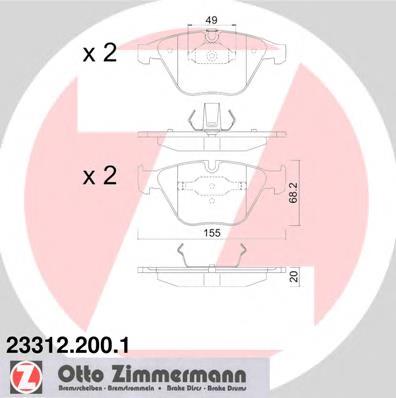 233122001 Zimmermann sapatas do freio dianteiras de disco
