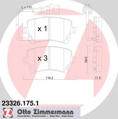 233261751 Zimmermann sapatas do freio traseiras de disco
