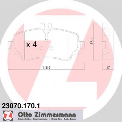 230701701 Zimmermann sapatas do freio dianteiras de disco
