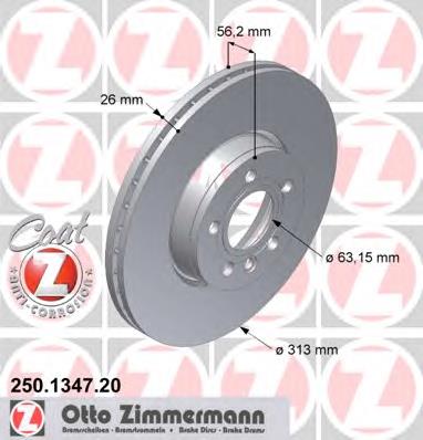 Тормоз дисковый передний Zimmermann 250134720 цена, от 59.12 USD
