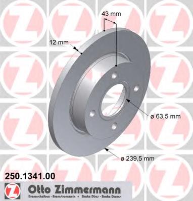 250134100 Zimmermann диск тормозной передний
