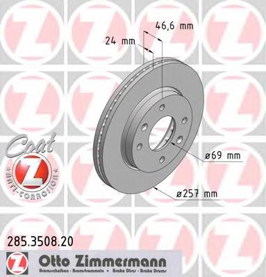 Передний тормозной диск Zimmermann 285350820