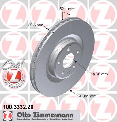 100333220 Zimmermann disco do freio dianteiro
