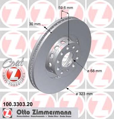 100.3303.20 Zimmermann disco do freio dianteiro