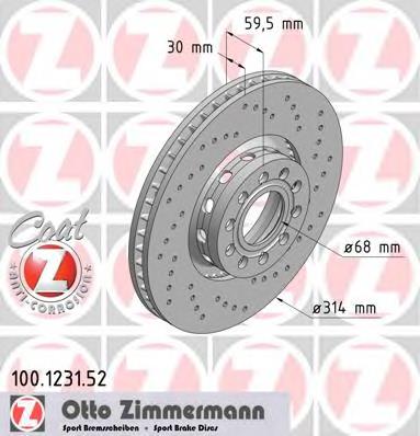 Передние тормозные диски 100123152 Zimmermann