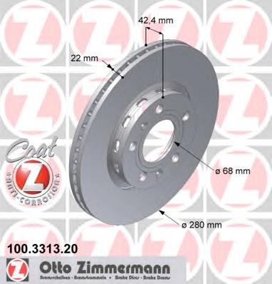 Купить 100331320 Zimmermann Диск тормозной задний