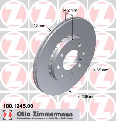 100124500 Zimmermann диск тормозной передний
