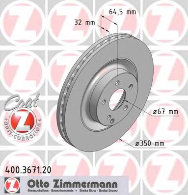 400367120 Zimmermann disco do freio dianteiro