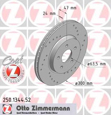 Передние тормозные диски 250134452 Zimmermann