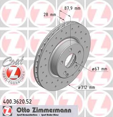 400362052 Zimmermann disco do freio dianteiro