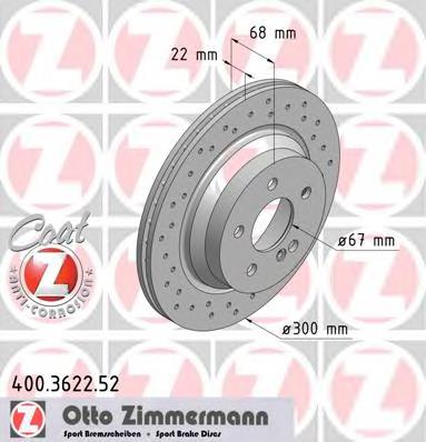 400.3622.52 Zimmermann disco do freio traseiro