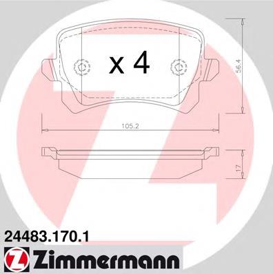 244831701 Zimmermann sapatas do freio traseiras de disco