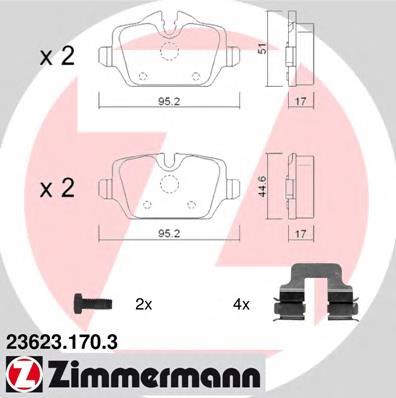 236231703 Zimmermann sapatas do freio traseiras de disco