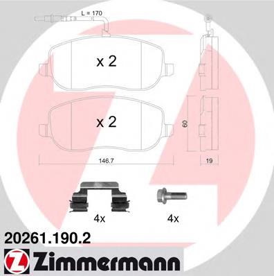 20261.190.2 Zimmermann sapatas do freio dianteiras de disco