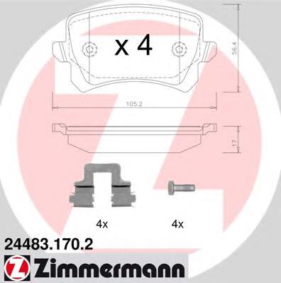 244831702 Zimmermann sapatas do freio traseiras de disco