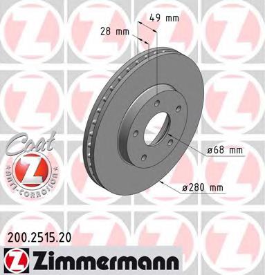 200251520 Zimmermann disco do freio dianteiro
