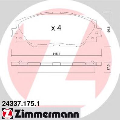 243371751 Zimmermann sapatas do freio dianteiras de disco