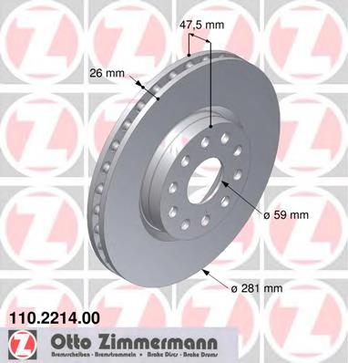 110221400 Zimmermann диск тормозной передний