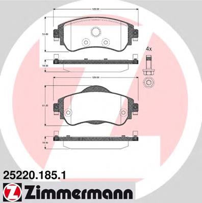 252201851 Zimmermann sapatas do freio dianteiras de disco