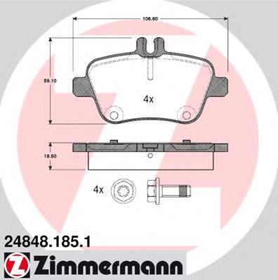 248481851 Zimmermann sapatas do freio traseiras de disco