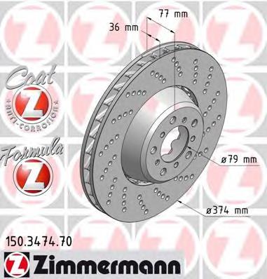 Передние тормозные диски 150347470 Zimmermann