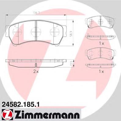 245821851 Zimmermann sapatas do freio dianteiras de disco