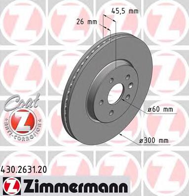 Передние тормозные диски 430263120 Zimmermann