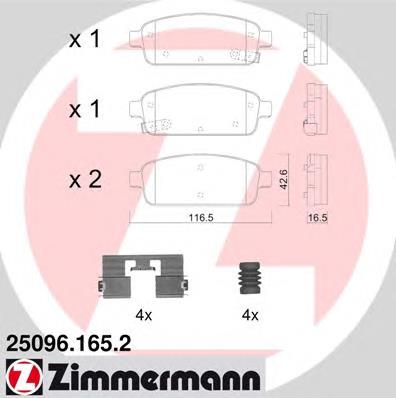 Задние тормозные колодки 250961652 Zimmermann