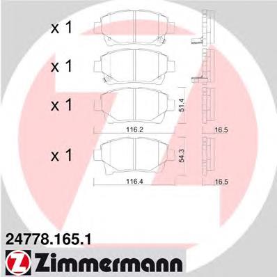 247781651 Zimmermann sapatas do freio dianteiras de disco