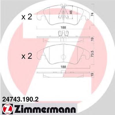 247431902 Zimmermann sapatas do freio dianteiras de disco