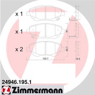 24946.195.1 Zimmermann sapatas do freio dianteiras de disco