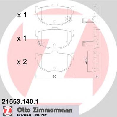 215531401 Zimmermann sapatas do freio traseiras de disco