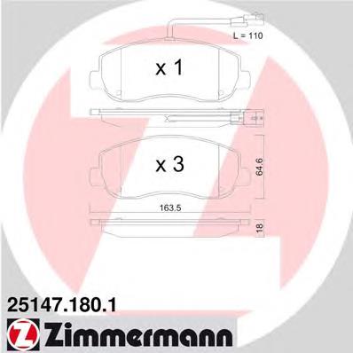 251471801 Zimmermann sapatas do freio dianteiras de disco