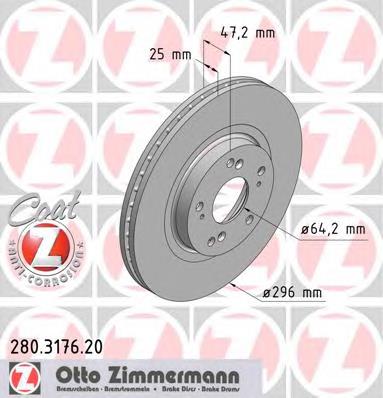 280317620 Zimmermann Диск тормозной передний