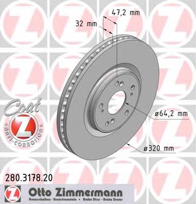 280317820 Zimmermann disco do freio dianteiro